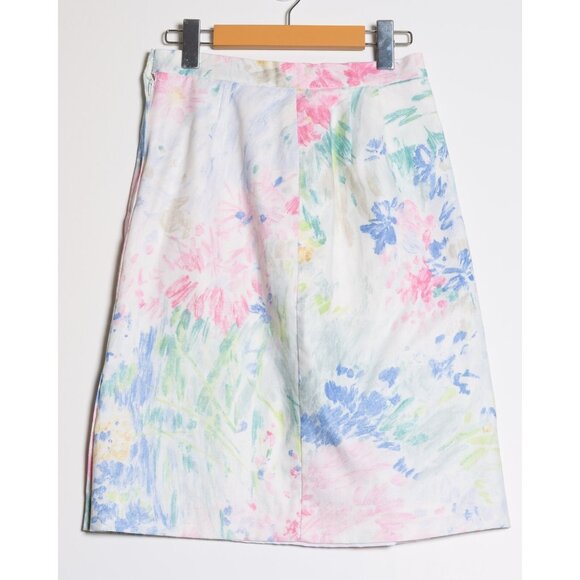 Vintage Womens Size 8 Floral Mini Skirt White - Picture 4 of 7
